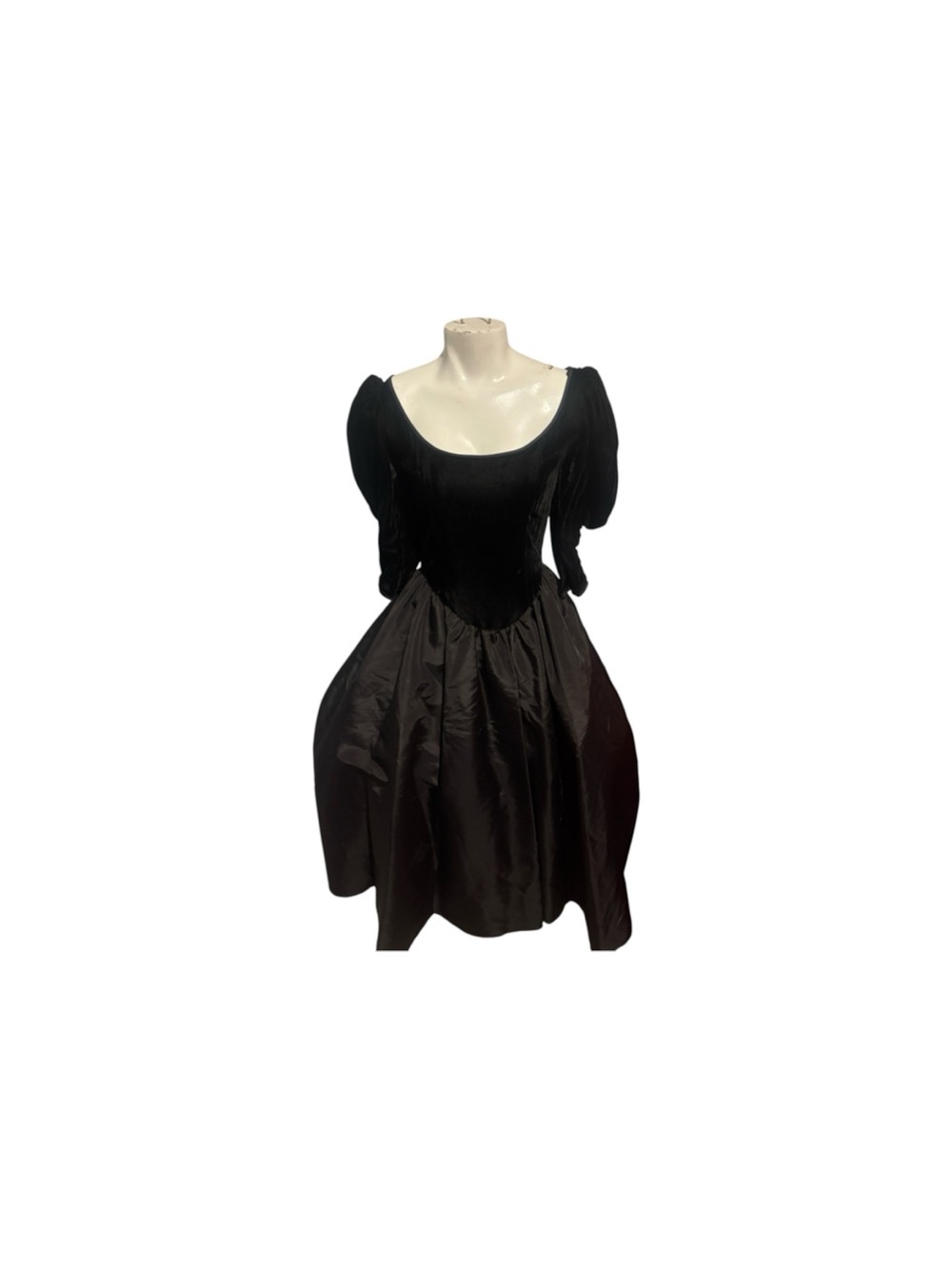 Gunne Sax Black Velvet Bodice & Black Taffeta Maxi Dress